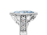 White gold Bezel Set Fancy Blue Marquise  Diamond Milgrain Pave Engagement Ring_38