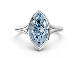 White gold Bezel Set Fancy Blue Marquise  Solitaire Diamond Ring with Smooth Band 1