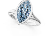 White gold Bezel Set Fancy Blue Marquise  Solitaire Diamond Ring with Smooth Band 2