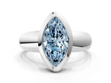 White gold Bezel Set Fancy Blue Marquise  Solitaire Ring with Wide Band 1