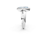 White gold Bezel Set Fancy Blue Marquise  Solitaire Ring with Wide Band 3