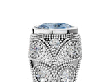 White gold Bezel Set Fancy Blue Oval Cut Diamond Milgrain Band Ring_5