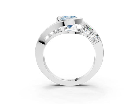 White gold Bezel Set Fancy Blue Oval Cut Diamond Split Shank Ring_27