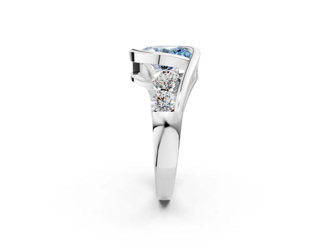 White gold Bezel Set Fancy Blue Oval Cut Diamond Split Shank Ring_2