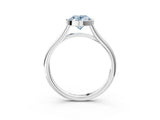 White gold Bezel Set Fancy Blue Oval  Cut Solitaire Ring with Tapered Band 3