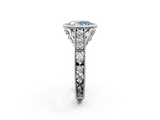 White gold Bezel Set Fancy Blue Oval  Diamond Milgrain Pave Engagement Ring_58