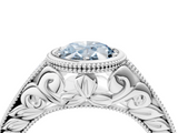 White gold Bezel Set Fancy Blue Oval  Diamond Milgrain Pave Engagement Ring_60