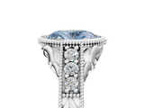 White gold Bezel Set Fancy Blue Oval  Diamond Milgrain Pave Engagement Ring_78