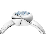 White gold Bezel Set Fancy Blue Oval  Solitaire Ring with Wide Band 4