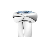 White gold Bezel Set Fancy Blue Oval  Solitaire Ring with Wide Band 5