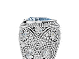 White gold Bezel Set Fancy Blue Pear Cut Diamond Milgrain Band Ring_5