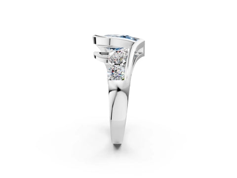 White gold Bezel Set Fancy Blue Pear Cut Diamond Split Shank Ring_2