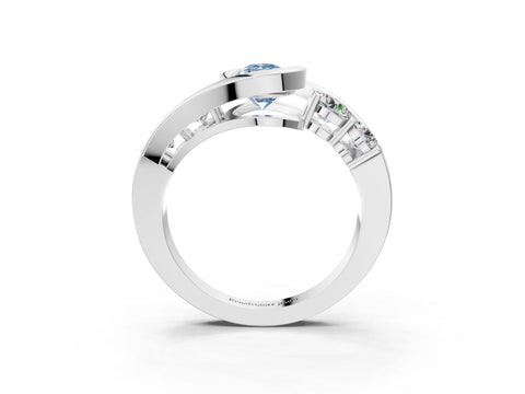White gold Bezel Set Fancy Blue Pear Cut Diamond Split Shank Ring_3