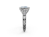White gold Bezel Set Fancy Blue Pear  Diamond Milgrain Pave Engagement Ring_35