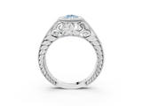 White gold Bezel Set Fancy Blue Pear  Diamond Milgrain Pave Engagement Ring_36