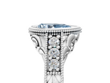 White gold Bezel Set Fancy Blue Pear  Diamond Milgrain Pave Engagement Ring_38