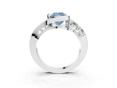 White gold Bezel Set Fancy Blue Princess Cut Diamond Split Shank Ring_21