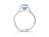 White gold Bezel Set Fancy Blue Princess  Cut Solitaire Ring with Tapered Band 3
