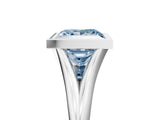White gold Bezel Set Fancy Blue Princess  Cut Solitaire Ring with Tapered Band 5