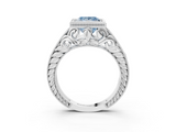 White gold Bezel Set Fancy Blue Princess  Diamond Milgrain Pave Engagement Ring_53