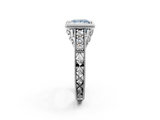 White gold Bezel Set Fancy Blue Princess  Diamond Milgrain Pave Engagement Ring_53