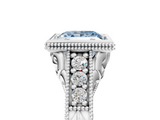 White gold Bezel Set Fancy Blue Princess  Diamond Milgrain Pave Engagement Ring_55