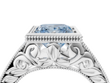 White gold Bezel Set Fancy Blue Princess  Diamond Milgrain Pave Engagement Ring_55