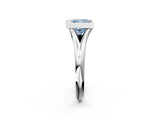 White gold Bezel Set Fancy Blue Princess  Solitaire Diamond Ring with Smooth Band 2