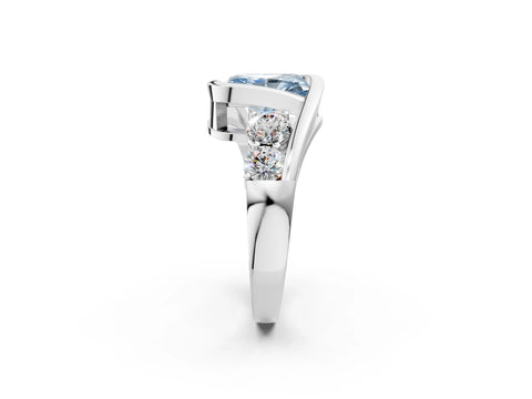 White gold Bezel Set Fancy Blue Radiant Cut Diamond Split Shank Ring_2