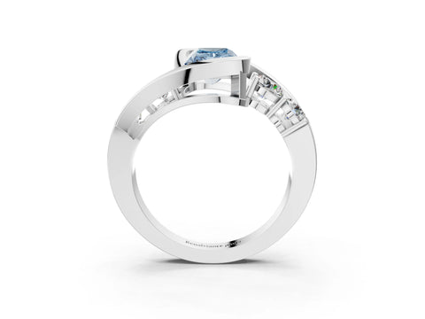 White gold Bezel Set Fancy Blue Radiant Cut Diamond Split Shank Ring_37