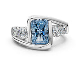 White gold Bezel Set Fancy Blue Radiant Cut Diamond Split Shank Ring_49