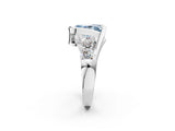 White gold Bezel Set Fancy Blue Radiant Cut Diamond Split Shank Ring_50