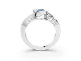 White gold Bezel Set Fancy Blue Radiant Cut Diamond Split Shank Ring_52