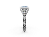 White gold Bezel Set Fancy Blue Radiant  Diamond Milgrain Pave Engagement Ring_34