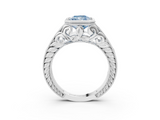 White gold Bezel Set Fancy Blue Radiant  Diamond Milgrain Pave Engagement Ring_35