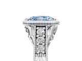 White gold Bezel Set Fancy Blue Radiant  Diamond Milgrain Pave Engagement Ring_37