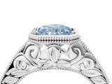 White gold Bezel Set Fancy Blue Radiant  Diamond Milgrain Pave Engagement Ring_37