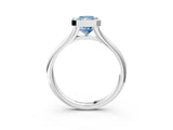 White gold Bezel Set Fancy Blue Radiant  Solitaire Diamond Ring with Smooth Band 3