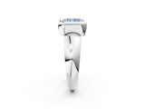 White gold Bezel Set Fancy Blue Radiant  Solitaire Ring with Wide Band 3