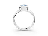 White gold Bezel Set Fancy Blue Radiant  Solitaire Ring with Wide Band 4