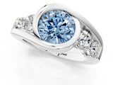 White gold Bezel Set Fancy Blue Round Cut Diamond Split Shank Ring_19