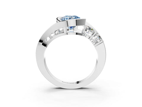 White gold Bezel Set Fancy Blue Round Cut Diamond Split Shank Ring_27