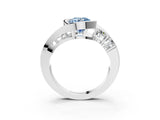 White gold Bezel Set Fancy Blue Round Cut Diamond Split Shank Ring_3
