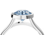 White gold Bezel Set Fancy Blue Round  Cut Solitaire Ring with Tapered Band 4