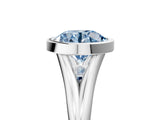White gold Bezel Set Fancy Blue Round  Cut Solitaire Ring with Tapered Band 5