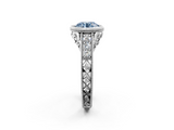 White gold Bezel Set Fancy Blue Round  Diamond Milgrain Pave Engagement Ring_35