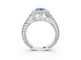 White gold Bezel Set Fancy Blue Round  Diamond Milgrain Pave Engagement Ring_37