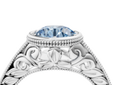 White gold Bezel Set Fancy Blue Round  Diamond Milgrain Pave Engagement Ring_38