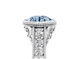 White gold Bezel Set Fancy Blue Round  Diamond Milgrain Pave Engagement Ring_38