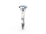 White gold Bezel Set Fancy Blue Round  Solitaire Diamond Ring with Smooth Band 2